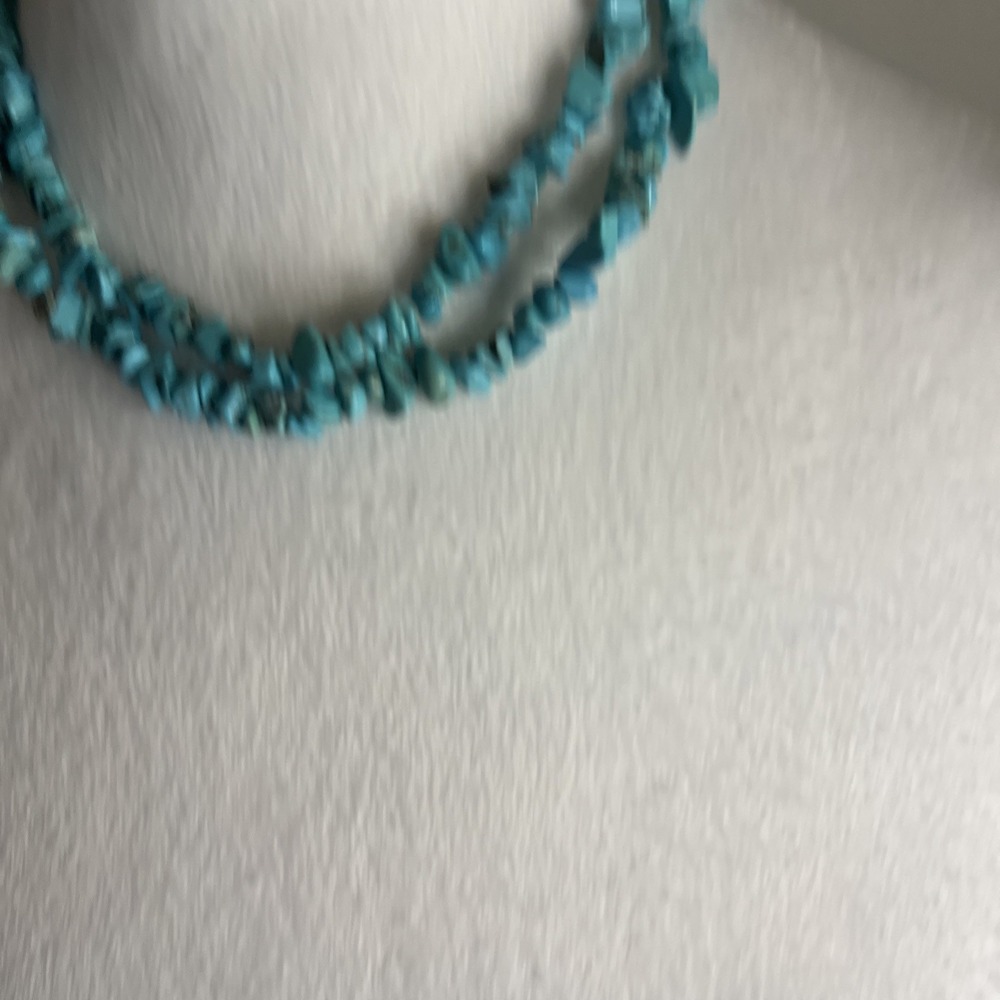Teal Stone Chip Fashion Jewelry Endless Infinity Necklace 35" Long Beachy Boho - Picture 4 of 5